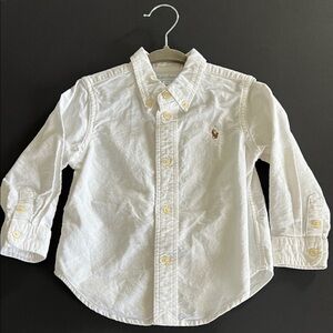 Crisp White Kids Button-Down Shirt Ralph Lauren 100% COTTON